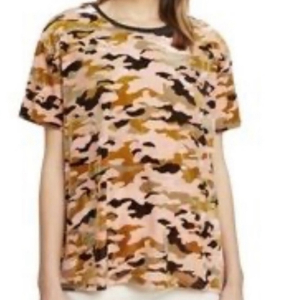 Free People We The Free Burnout Velvet Camo Tee SzS - Picture 2 of 7
